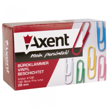 Скріпки Axent 4106-A (28 мм), заокруглені, кольорові, асорті, від А-Плюс: каталог, види, ціни