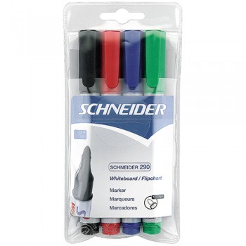 Набір маркерів для дощок та фліпчартів Schneider MAXX 290 S129094, 2-3 мм, 4 кольори в блістері: каталог, види, ціни