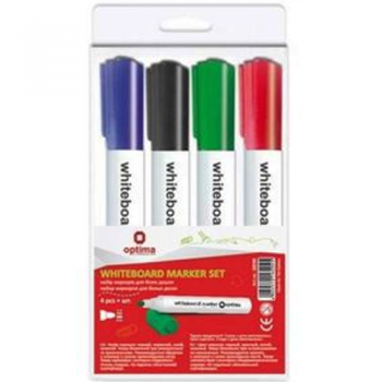 Набір маркерів для білих дощок Optima O16204, 2-3 мм, 4 кольори в блістері: каталог, види, ціни