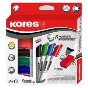 Набір маркерів з губкою для білих дощок Kores K20863, 2-3 мм, 4 кольори в блістері 