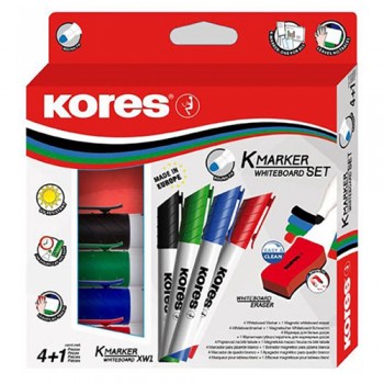 Набір маркерів з губкою для білих дощок Kores K20863, 2-3 мм, 4 кольори в блістері: каталог, види, ціни