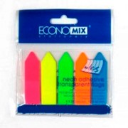 Закладки з клейким шаром пластикові "Стрілки" Neon Economix E20946, 12х45 мм, 125 шт.(5 кол.х25шт.), асорті