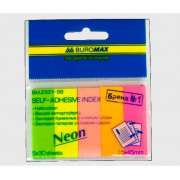 Закладки з клейким шаром паперові Neon Buromax BM.2331-98, 15х45 мм, 5х30 шт., асорті