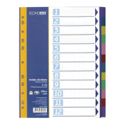 Розділювач аркушів пластиковий Economix E30808, А4, кольоровий, 12 розділів