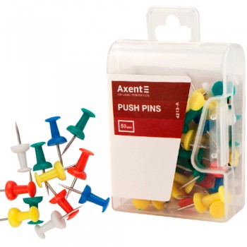 Кнопки-цвяшки кольорові Axent 4203-A(30шт. у карт.коробці), 4213-А(50шт. у пласт. контейнері): каталог, види, ціна