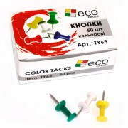 Кнопки-цвяшки кольорові Eco Eagle TY65, метал-пластик, 50 шт. в уп.