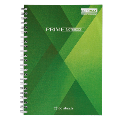 Купити Блокнот А5 96 аркушів Buromax PRIME спіраль картон салатовий BM.24551101-15 &mdash; фото в магазині ТД А-плюс