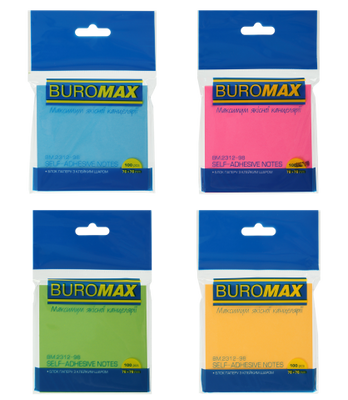 Купити Записник 76*76 100 аркушів Buromax неон BM.2312-98 &mdash; фото в магазині ТД А-плюс