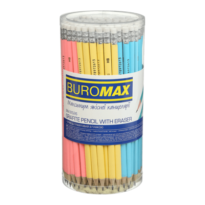 Купити Олівець графітовий з гумкою Buromax Pastel HB BM.8526 &mdash; фото в магазині ТД А-плюс