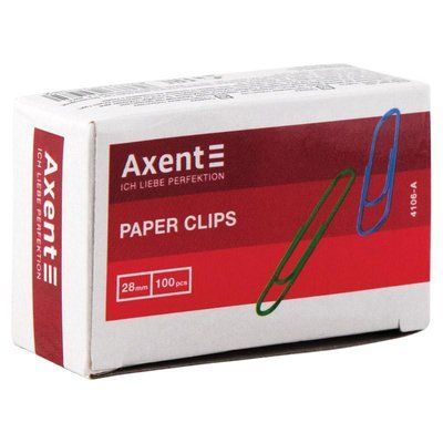 Купити Скріпки 28мм 100шт Axent круглі кольорові 4106-A &mdash; фото в магазині ТД А-плюс