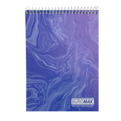Купити Блокнот А5 48 аркушів Buromax MARBLE спіраль горизонтальна синій BM.2472-02 &mdash; фото в магазині ТД А-плюс