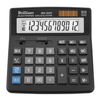 Купити Калькулятор Brilliant 12 розрядів 156х157х34 мм чорний BS-320 &mdash; фото в магазині ТД А-плюс