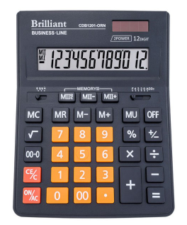 Купити Калькулятор Briliant 12 розрядів 205x155x36мм чорний CDB-1201-ORN &mdash; фото в магазині ТД А-плюс