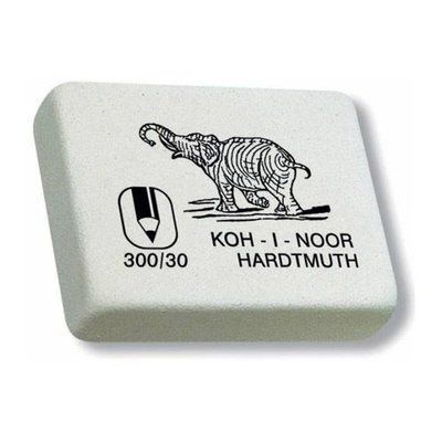 Купити Гумка KOH-I-NOOR Слон 35ммх30ммх10 каучук м`яка прямокутна біла 300/30 &mdash; фото в магазині ТД А-плюс