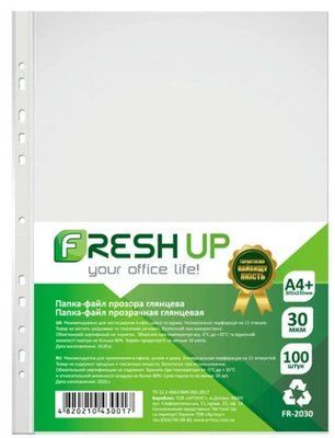 Купити Папка-файл А4+ 30мкм,Fresh 100шт. глянсова 2030 &mdash; фото в магазині ТД А-плюс