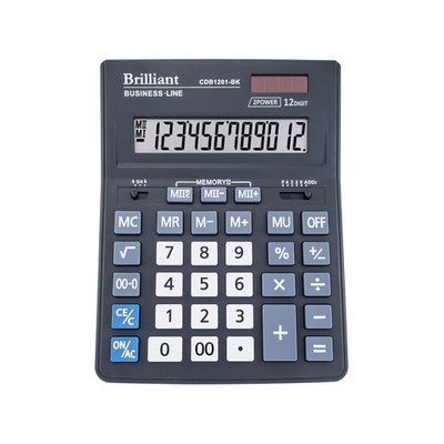 Купити Калькулятор Briliant 12 розрядів 205x155x36мм т-сірий CDB-1201-BK &mdash; фото в магазині ТД А-плюс