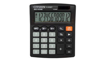Купити Калькулятор Citizen 12 розрядів 125х100х34мм чорний SDC-812 NR &mdash; фото в магазині ТД А-плюс