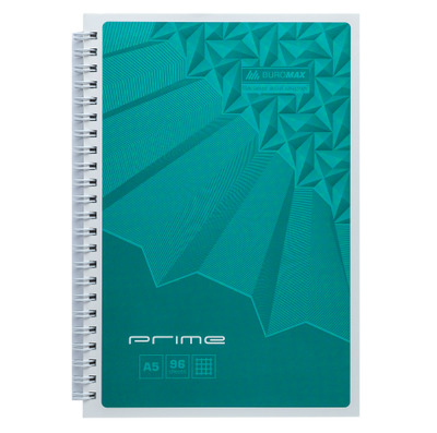 Купити Блокнот А5 96 аркушів Buromax PRIME спіраль картон бірюзовий BM.24551101-06 &mdash; фото в магазині ТД А-плюс