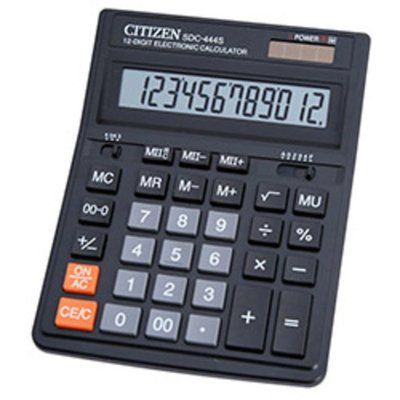 Купити Калькулятор Citizen 12 розрядів 153х199х30,5мм чорний SDC444S &mdash; фото в магазині ТД А-плюс
